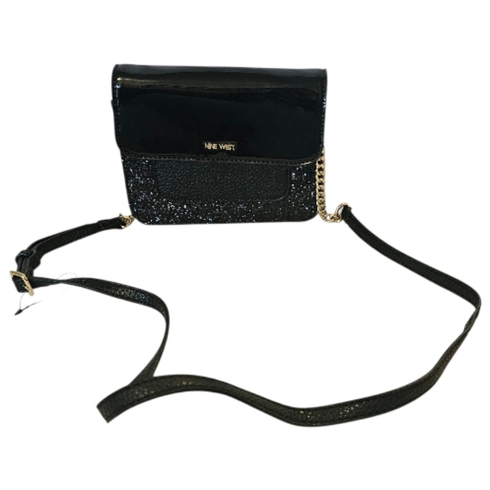 Black and Gold Nine West Women's Glitter Crossbody Bag
